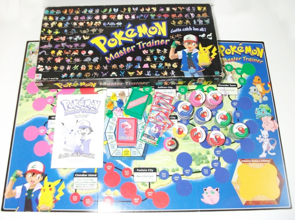POKEMON MASTER TRAINER 1999 Edition Hasbro Vintage Board Game 99% Complete
