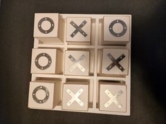 Tic Tac Toe XOX Home Collection Coffee Table Game Set White/ Silver Wood & Metal
