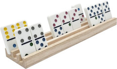 Wooden Domino Racks Set of 4 Natural Domino Trays Holders Organizer for Mexican
