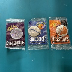 Lot 3 Long John Silvers Vintage Space Caps/Pogs Sealed Package Moon ZA5