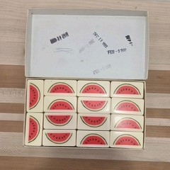 Puremco Marblelike Dominoes White Standard Double 6 WATERMELON No 616 Vintage