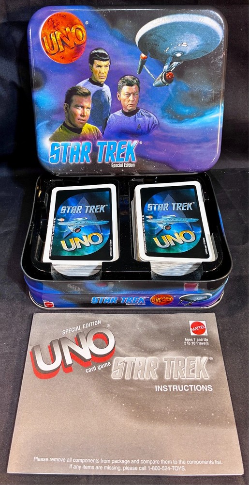 STAR TREK UNO Family Card Game 1999 Special Edition Collectible Tin COMPLETE
