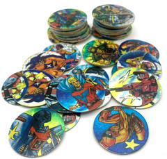 Lot of 45 Foil Pogs Holo Taiwan Vintage Milk Caps Various Characters 1990’s