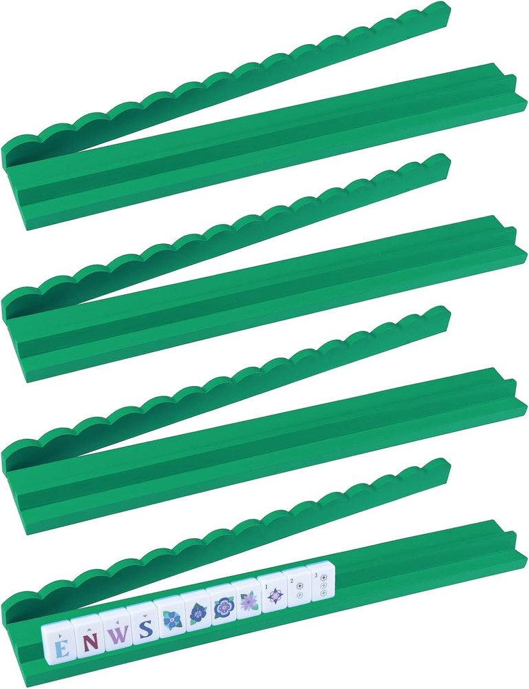 4 Pcs Wooden Mahjong Rack with Pusher 4 Set Magnet American Mahjong Rack Magneti