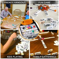Mexican Train Dominoes Set Double 12 with 91 Tiles and Aluminum Case