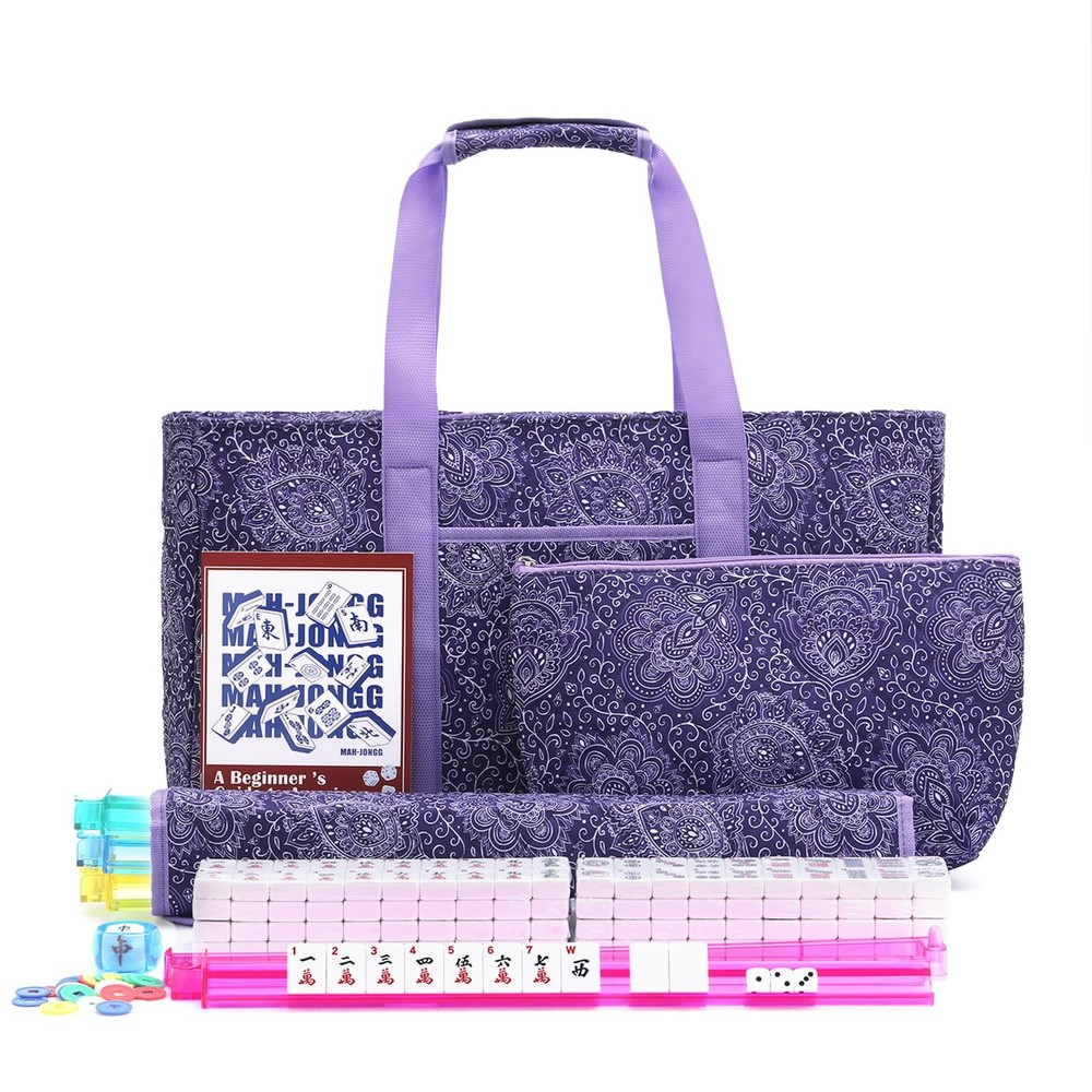 Kyerlish American Mahjong Tile 4 inches x 9 x 21 inches, Purple Print