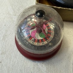 LOT 1940’s Vintage Pocket Roulette Red Tin Toy Mini Travel Antique Wheel Games