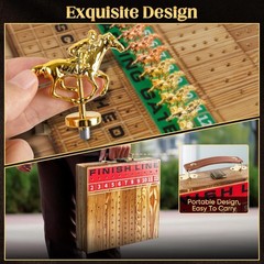 Horse Racing Game, Foldable Solid Wood Horse Games, Horse Race Board Game with 1