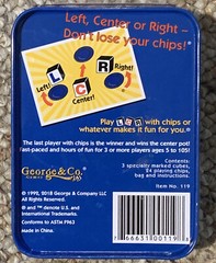 The Original LCR Left Center Right Dice Game Blue Tin George & Company NEW (H)