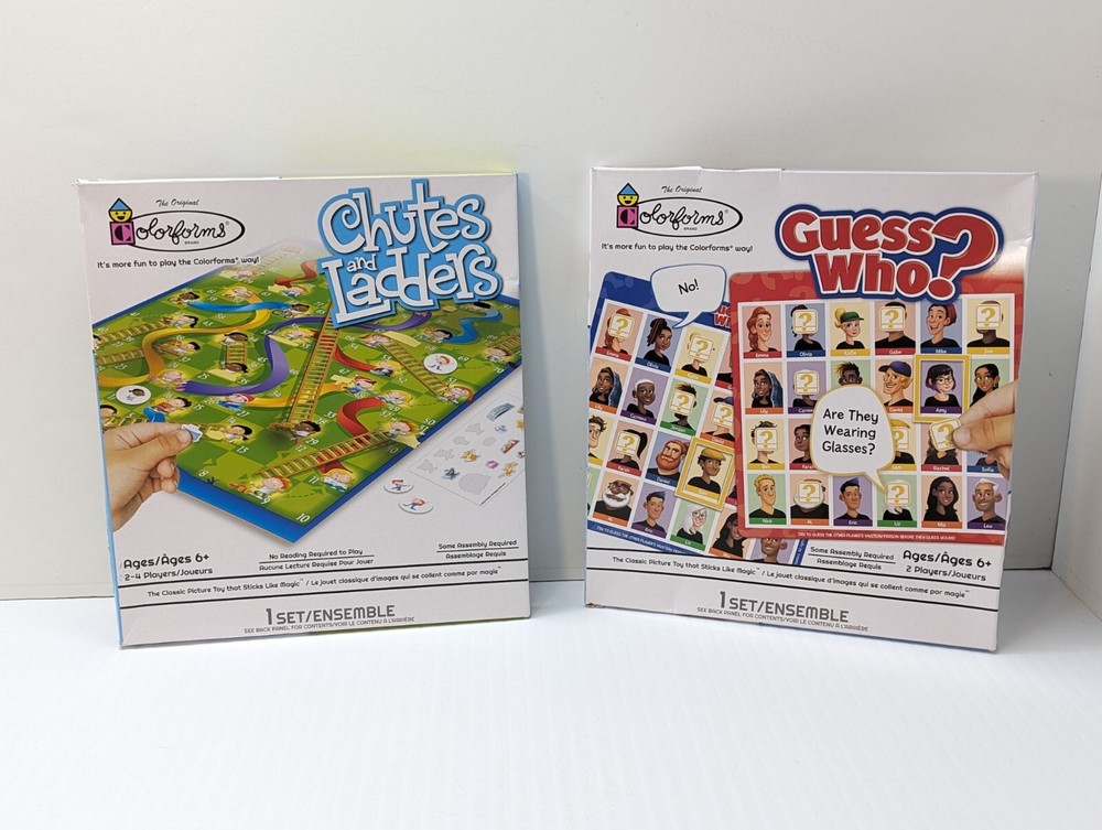 Lot Of 2 NEW Colorforms Traveling Board Games Chutes And Ladders & Guess Who?