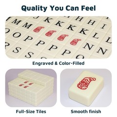 Alphabet Mahjong Tile Set – English Word Game for Adults & Teens – 108 Tiles, Di