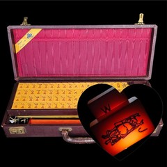 Vintage Catalin Butterscotch Bakelite Mahjong Set MET Games 152 Tiles Racks Case