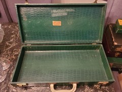 Vtg 1940s Cardinal Mahjong Set Green Alligator Case Standing Pheasant 164 Tiles