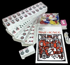 Mahjong Mahjongg Western American Standard Size White 166 Tiles Only Engraved