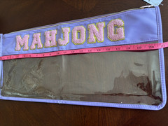 New Mahjong Tile Set Bag Pink Lilac Light Purple Clear with Gold Accents