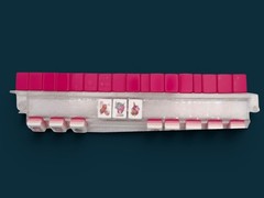 Clear Glitter Acrylic Mahjong Rack Set of 4 with Pushers 18.5″ NMJL Sparkle Rack