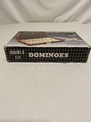 Double Six Dominoes Original Box in Lined Case with Clasp 7.5 x 5.5″