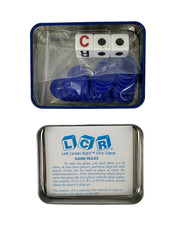 2019 LCR Left Center Right Dice Game Blue Storage Tin Chips Game Rules 29 Pieces