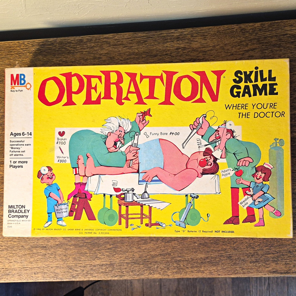 Milton Bradley Operation Vintage 1965 Medical Skill & Action Game Ages 6-14