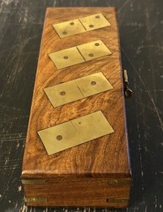 Walnut Wood & Brass Inlay Dominoes Set