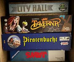 Lot of 4 – Board Game City Hall TMG, Pirate’s Cove Amigo, Taverna, Jaws