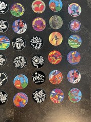 Pogs Lot of 100 Original POGs With Tube Carrying Case Vintage 1990’s