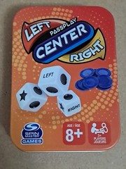 Left Center Right Family Party Game Gaming Orange Tin 8 Years+ Passplay
