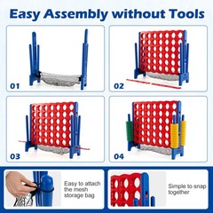 4-to-Score Giant Game Set 4-in-a-Row Connect Game W/Net Storage for Kids & Adult