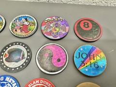 Vintage 90s Metal Pog Slammer Mix Lot – Ying Yang – 8 Ball – Peace – Wild One
