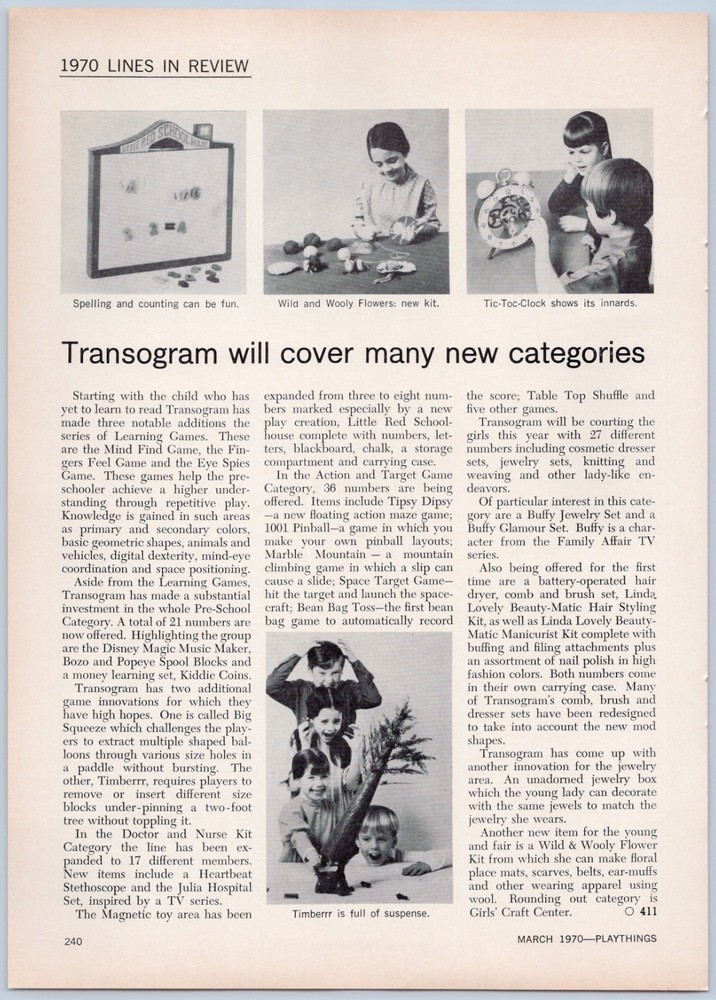 1970 Vintage Toy Article – Transogram Learning Games Timberrr Classic Toys