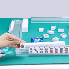 Compact White Acrylic Mahjong Rack and Pusher Set – 17.72 Inches, 4 Pack