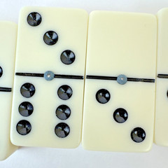 Vintage Cribbage Dominoes Game Set Double 6 Metal Dot Wood Box Japan
