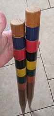 Beautiful vintage wooden croquet Six multicolored game Steaks 24″ X 1 1/2″