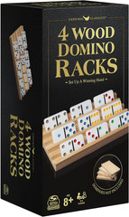 Spin Master Games, Wooden Domino Racks, Set of 4 Trays for Mexican Train Dominoe