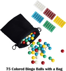 Deluxe Bingo Game Set – Metal round Cage, 75 Colored Balls, 50 Bingo