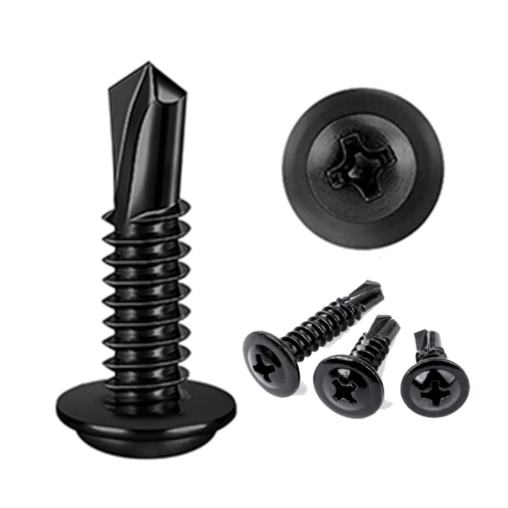 100PCS #10×5/8 Black Crosshead 410 Stainless Steel Self-Drilling Screws Modif…