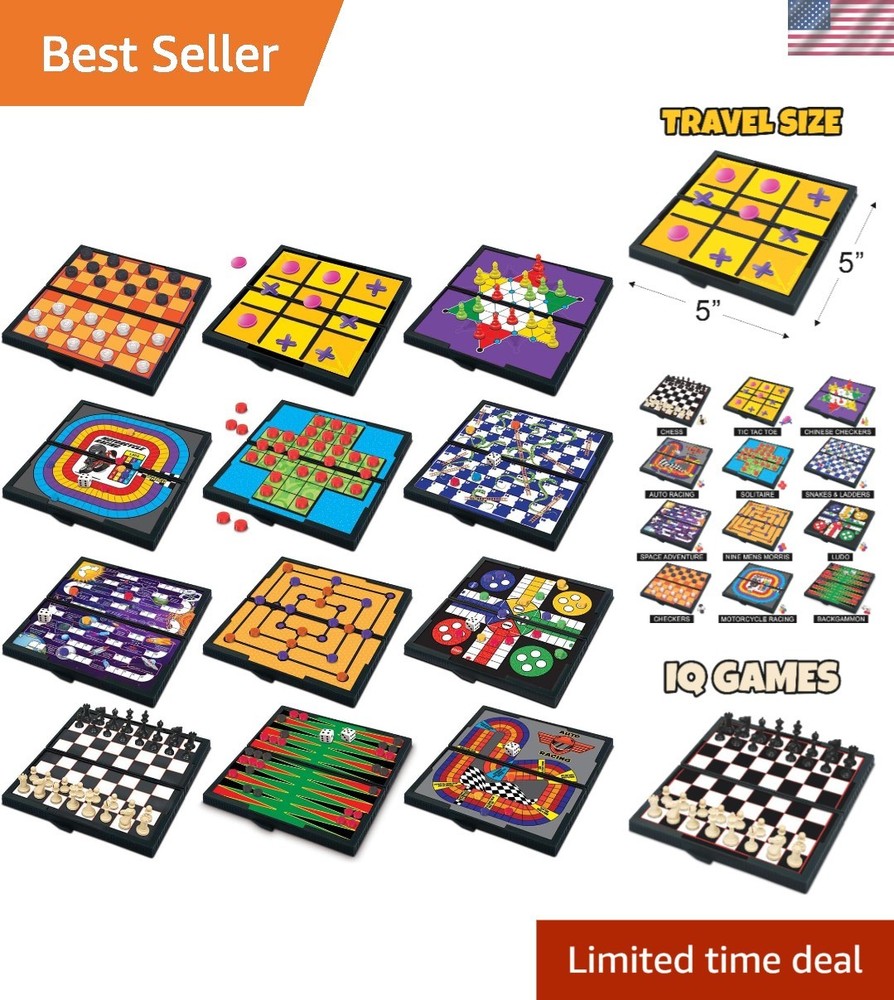 Magnetic Board Game Set – 12 Compact Travel Games for Families on the Go