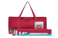 HNDTEK American Mahjong Set – Red Burgundy Soft Bag – 6″ x 21″ x 10″, White