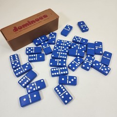Dominoes Double Six All Urea Pieces Metal Spin Blue Bramy Brand Game Set Case