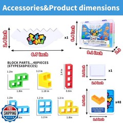 BBnote 48PCS Stack Game for Adult and Kids, Tetra Board Tower Gam
