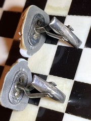 RARE antique Toshikane Japanese porcelain Okina sterling cufflinks 052626aCHZIG