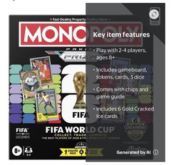 Monopoly Panini Prizm FIFA World Cup Board Game Includes 1 Starter & 2 Prizm Pk