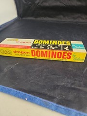 Vtg Dragon Double Six Dominoes Halsam set No 622 28 pieces Box Condition Good