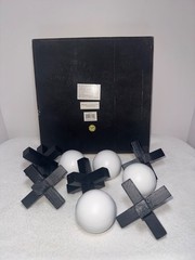 Wooden Tabletop Tic-Tac-Toe Board Game Coffee Table Decorative Accent Home Decor