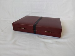 Vintage MR MAN Backgammon Board Game Leather Travel Case Box Brown Briefcase