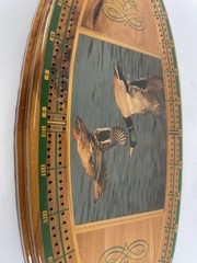 Vintage Great Western Ent. Wooden Cribbage Board – Flying Ducks Wildlife Theme