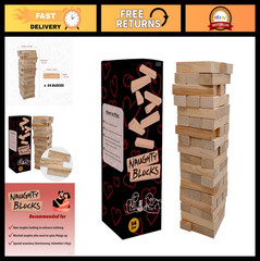 Flirty Adult Couple’s Game – 54 Intimate Challenges, Wooden Stacking Tower for D