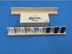 DOMINO CORONA WITH 2 WOOD HOLDERS * SIZE: 1 3/4 x 7/8 x 1/2 INCHES.