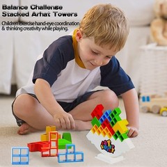 HOMELAM 48 PCS Tetra Tower Stacking Game – Educational Balance Toy for Kids