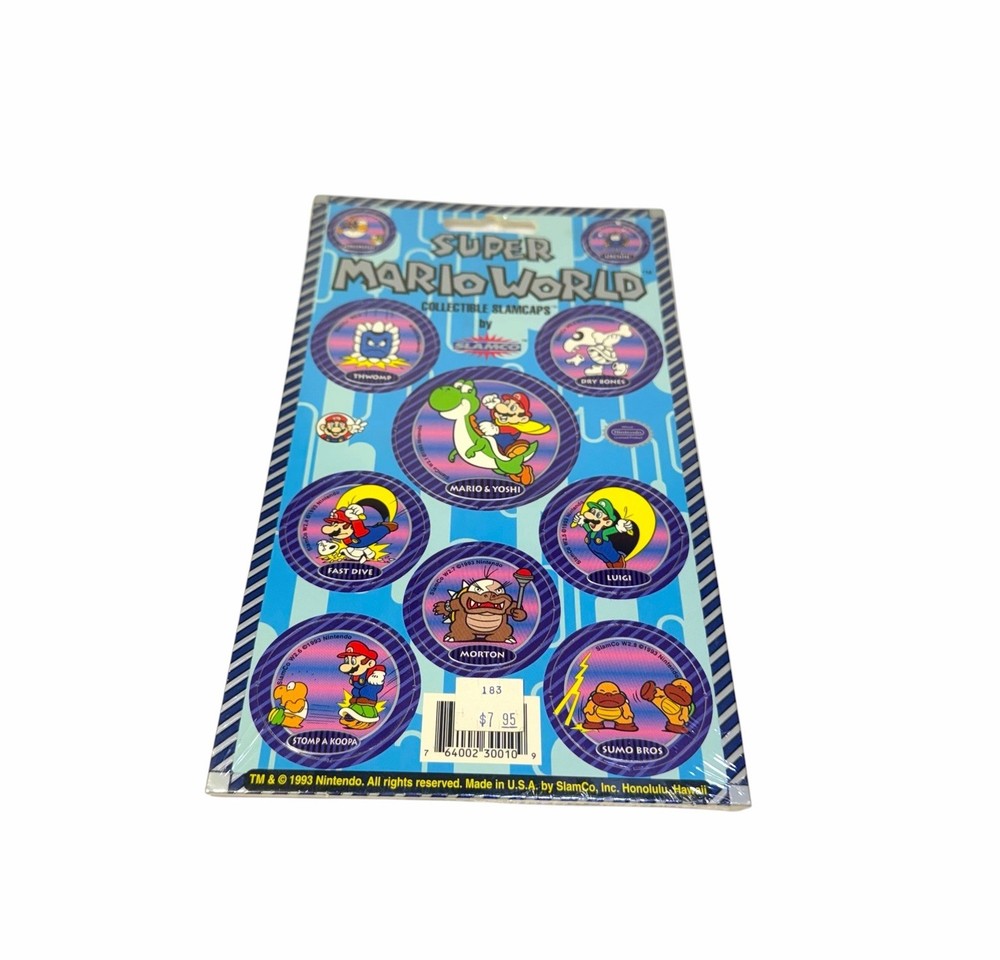 Vintage 1993 Nintendo NOS Super Mario World Slamcaps Pogs By Slamco NEW Sealed